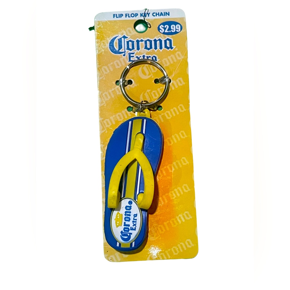 Corona Blue and Yellow Flip Flop Keychain